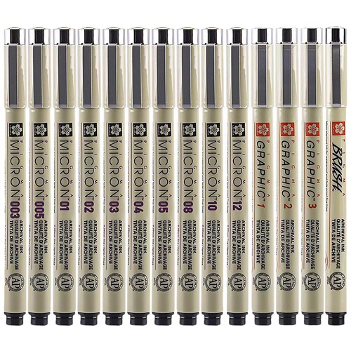 Japanese Sakura Outline Pen for Painting & Design, Hand-Painted Brush, Waterproof Signing Pen with Soft Tip for Manga Drawing and Outlining