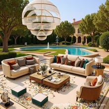 欧式拼花地砖别墅石材庭院过道走廊玄关岩板大理石地面拼图造型