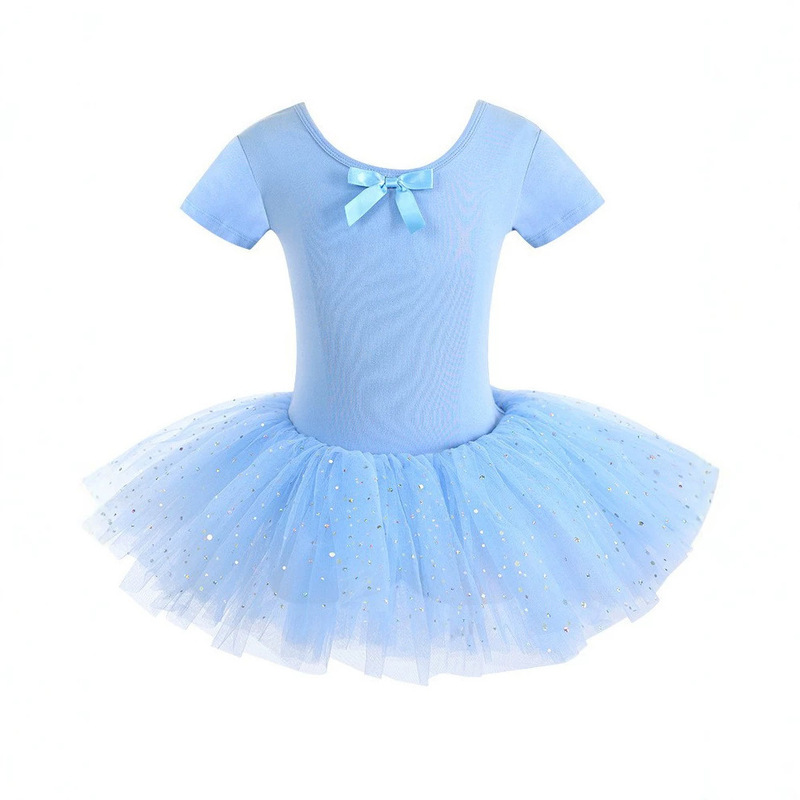 Children's Dance Clothing, Girls' Practice Clothing, Summer Short-Sleeved Dance Performance Clothing, Chinese Dance Tutu Skirt, Tutu Skirt