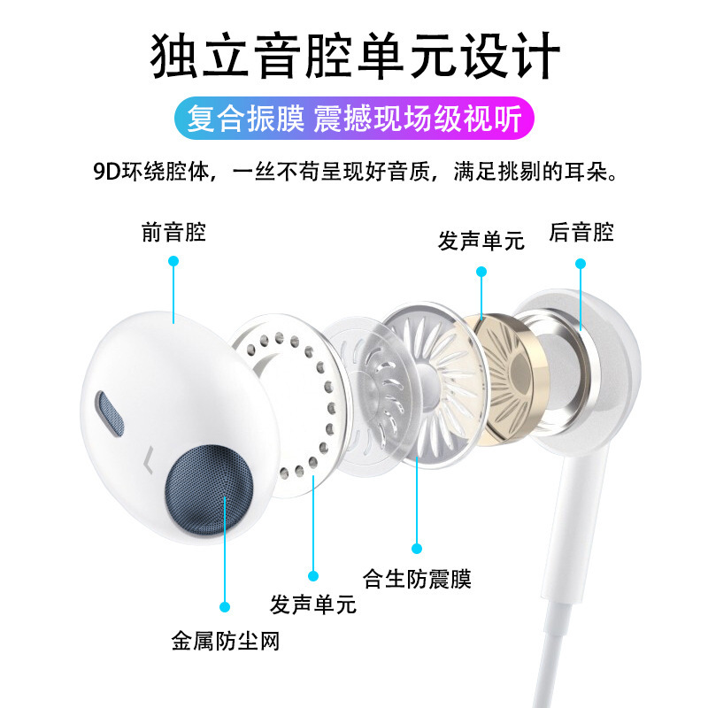 Apple、oppo、Huaweiの携帯電話やコンピュータに適した第4世代3.5丸穴有線ヘッドフォンインイヤー携帯電話ヘッドセット|undefined