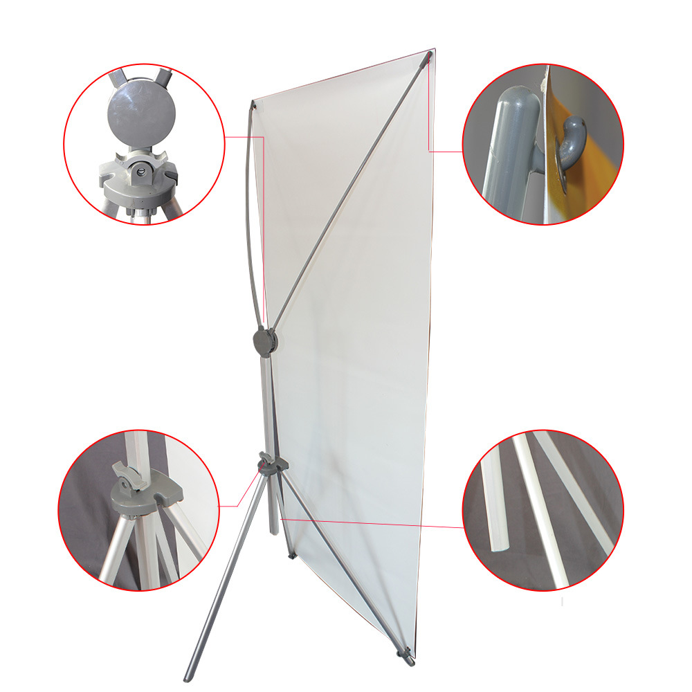 Soporte de exhibición plegable de aleación de aluminio de Shanghái con marco en L, bastidor delgado tipo muñeco de nieve, caballete en L y bastidor en X de hierro enrollable