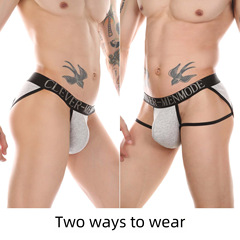 CLEVER-MENMODE男士性感掛帶後空露臀情趣內褲加大加深囊袋三角褲