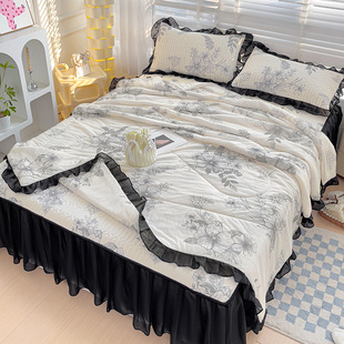Fresh and Simple Summer Latex Mat Three or Four-Piece Set with Bed Skirt, Summer Ice Silk Cooling Quilt, Cool Air-Conditioned Soft Mat