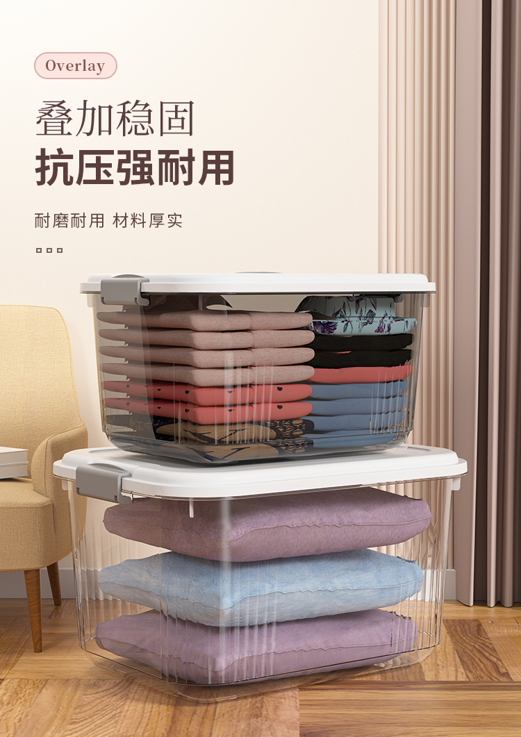 塑料透明收纳箱家用玩具收纳盒手提带盖大小号衣物收纳整理盒箱子详情7