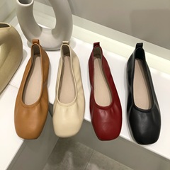 2024 Spring Autumn Women's Grandma Shoes, New Soft Leather One-Piece Flat Shoes, Gentle Evening Wind, Gentle Fairy Single Shoes
