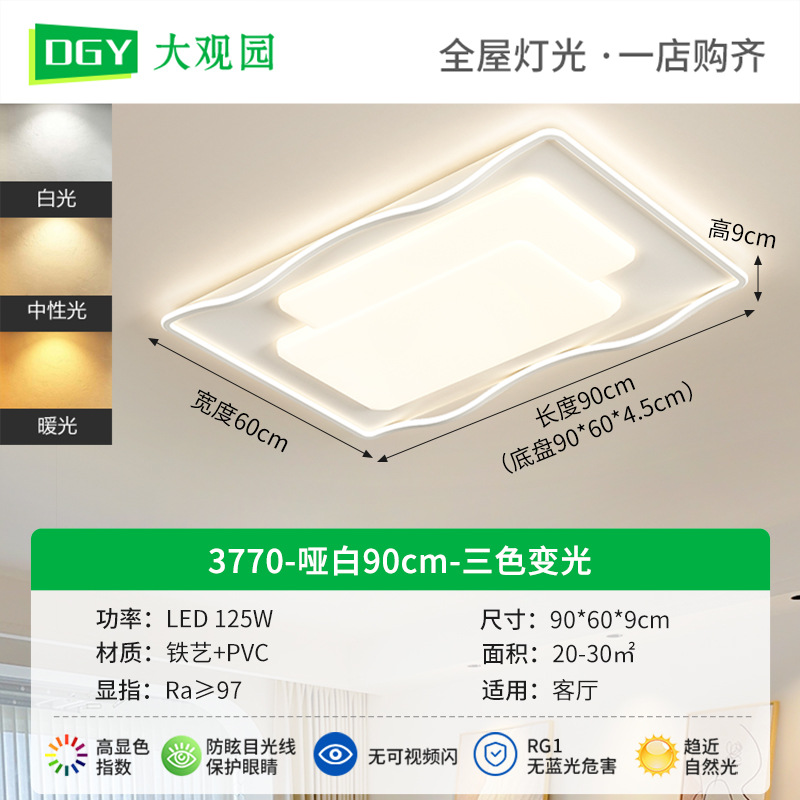 Luz de techo de la sala de estar moderna y simple lámpara principal de la sala de estar lujosa nórdica lámpara de comedor minimalista estudio lámpara Zhongshan 270L