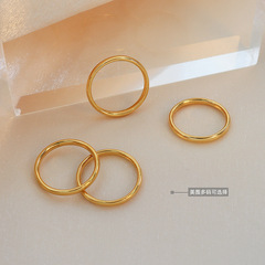 Titanium steel material plain band ring, circle ring, tail ring, plated with 18K real gold, does not fade, supports one-piece dropshipping
