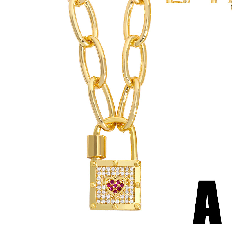 Fashion Lock Pendant Necklace display picture 4