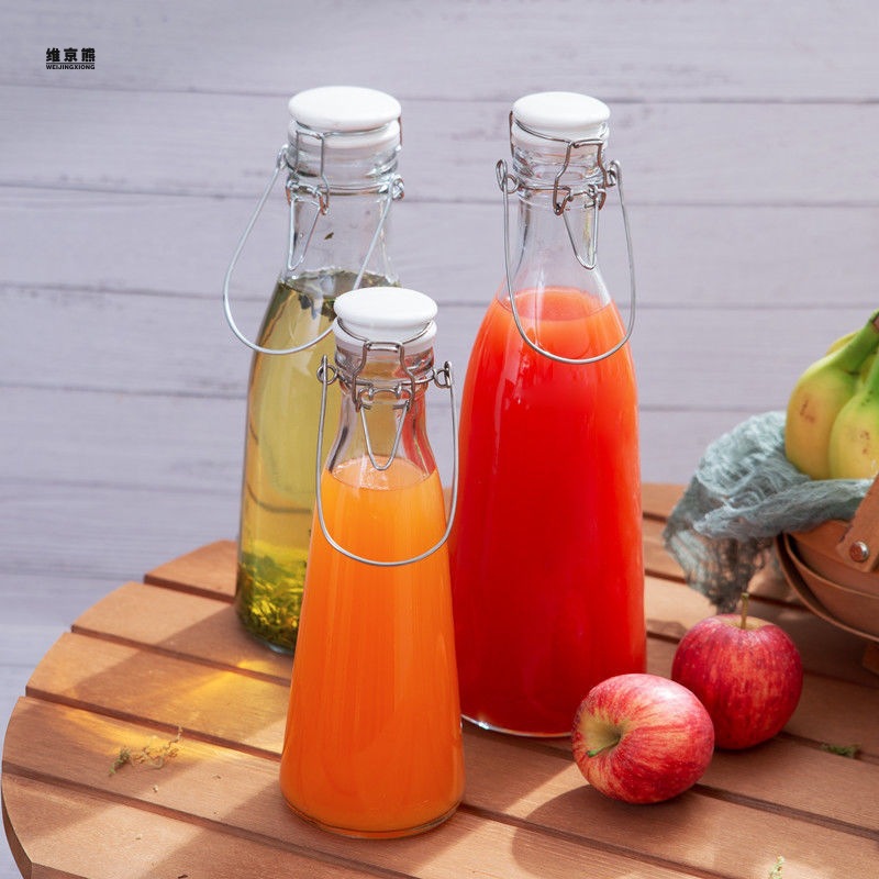 玻璃瓶500ml-1000ml陶瓷盖玻璃瓶酵素瓶卡扣密封瓶饮料果汁牛奶瓶