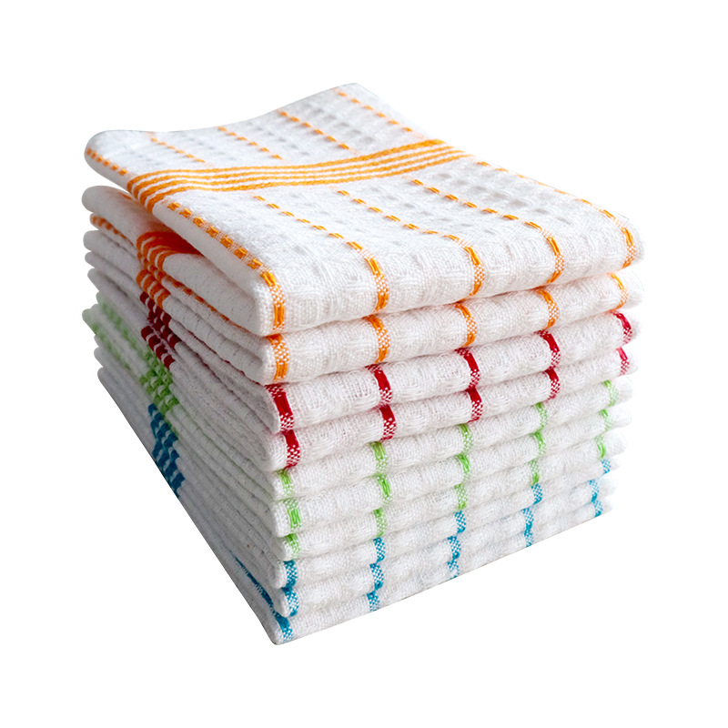 En stock algodón waffle casa cocina estropajo toalla trapo 30*30cm10 paquete
