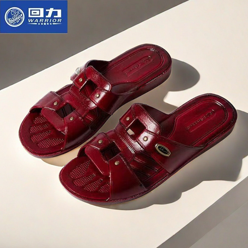 Huili Genuine Middle-aged and Elderly Men's Grandpa Oil Slippers Summer Four Seasons Outer Wear Thick Bottom Non-slip Retro Home Sandals