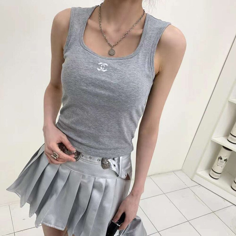 genuine goods Ou Man Color Wide Shoulder Strap Fixed Cup Not Overflowing Cup Personality Icon 39018 Ladies Vest Factory Direct Sale