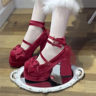 Japanese-Style Jklolita Shoes High Heels Platform Mary Jane 2025 Sweet Lolita Shoes Round Toe Cute Girl