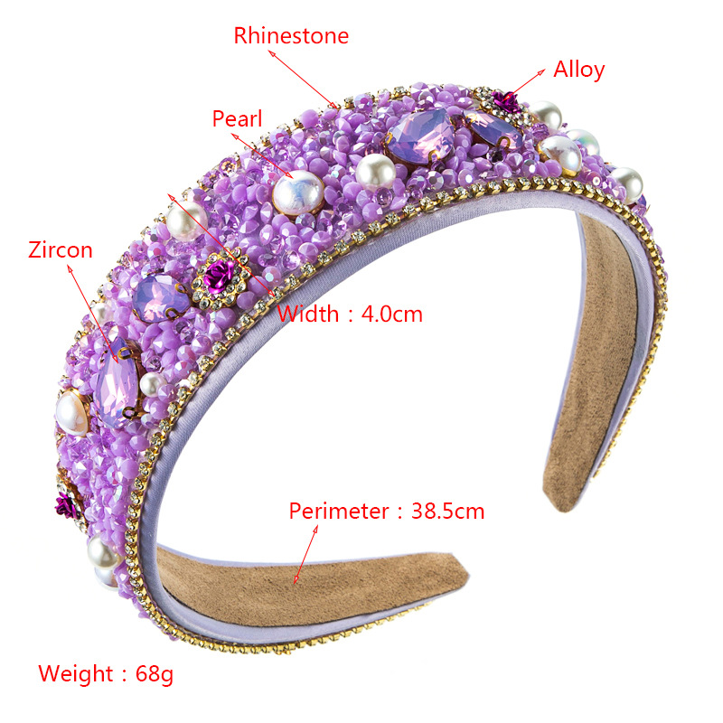 Baroque Color Rhinestones Pearl Flower Wide Side Headband Wholesale Nihaojewelry display picture 1