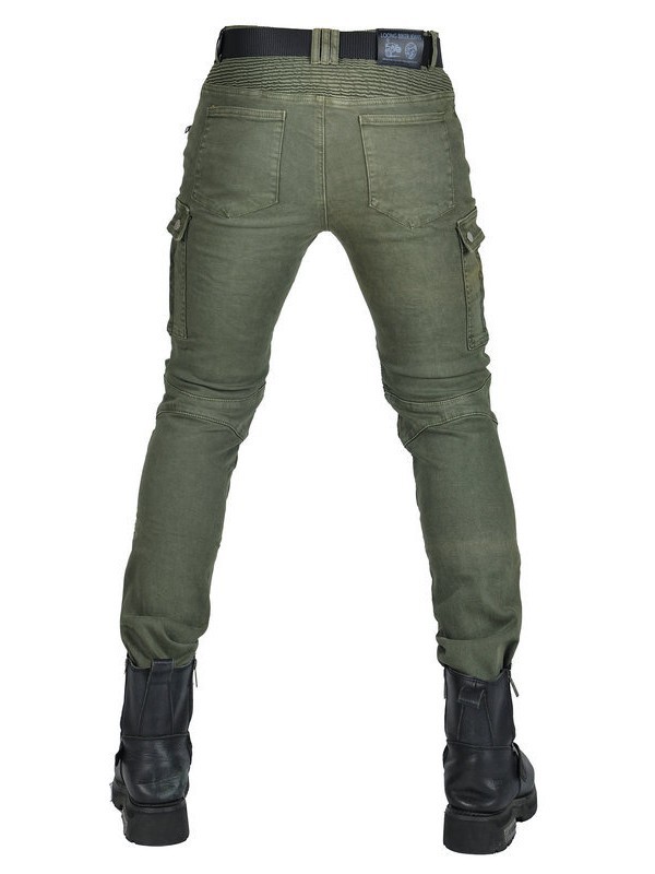 Loong biker motocicleta Vaqueros vintage Militar verde locomotora montar Pantalones fausible