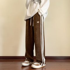 シャツの少ない服のコーデュロイのズボンの男性の秋のinsの潮の垂れ下がった感のゆったりしているタイプのまっすぐな筒の広い足のカジュアルなひものズボン
