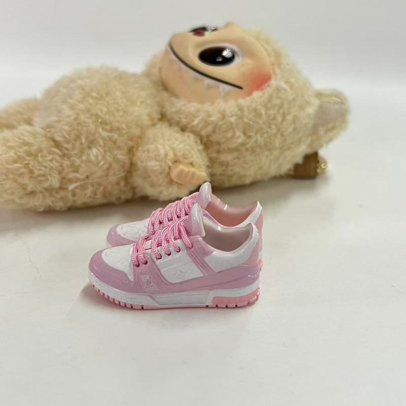 LABUBU Zapatos Rabu Ropa de bebé 17cm felpa vinilo bolso de muñeca colgante para zapatos desnudos caja ciega