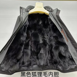 Parker Clothing Men's Short Business Casual Fur Coat Fox Fur Liner Detachable Jacket Fur Winter