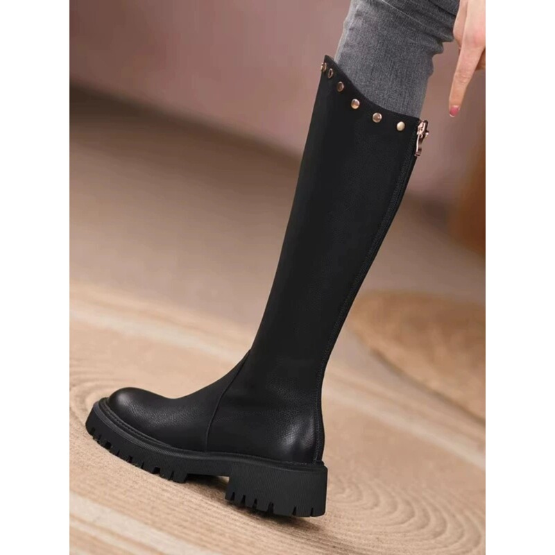 Over-The-Knee Boots for Women, Thick-Soled Retro Long Boots, Wedge Platform Soles, New Long Knight Boots, Studded Knee-High Boots