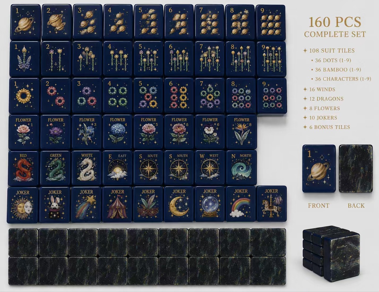 Manufacturer customizes exquisite starry sky three-layer acrylic mahjong tiles, personalized creative American mahjong tiles