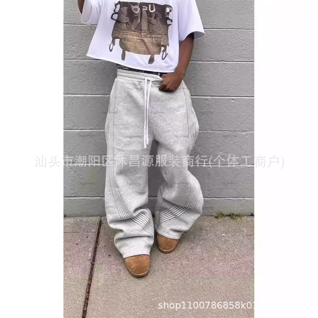 New 2025 Fashionable Versatile Men's Trendy Brand Loose Straight Large Size Men's Pants for Outdoor Wear High Street Casual Sports Pants