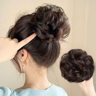 Ball head wig female fluffy natural hair ring flower brace lazy hair updo artifact Internet celebrity wig bag headdress simulation