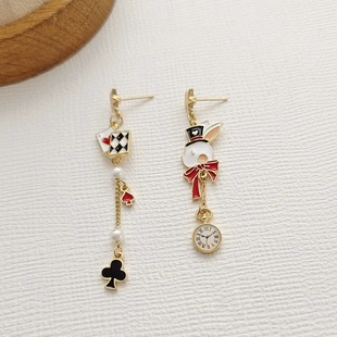 Manufacturer [5748 People] Cute Cartoon Rabbit Design Earrings Asymmetrical Earrings Niche Long Earrings Direct Sales