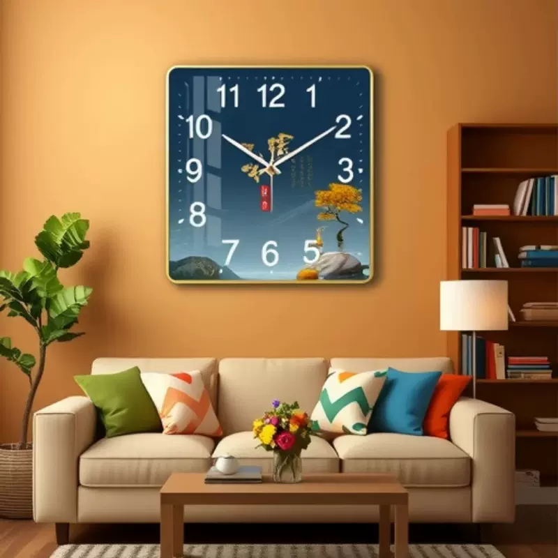 新款长方形挂钟钟表家用大气办公室静音Wall Clock石英钟现货批发