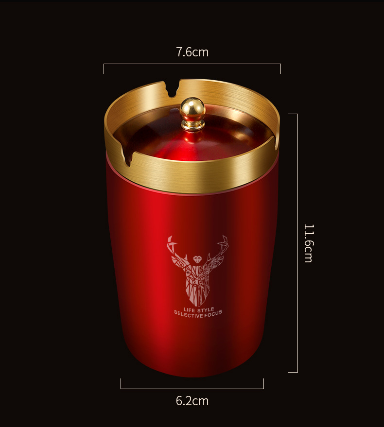Stainless Steel Car Ashtray with Lid Car-mounted Special Ashtray with Lid Funnel Windproof Personalized Internet Celebratory High-end Living Room