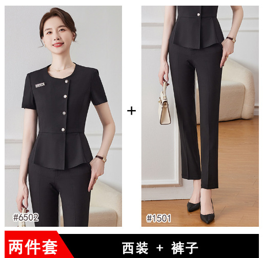 JE-6502 black suit + pants