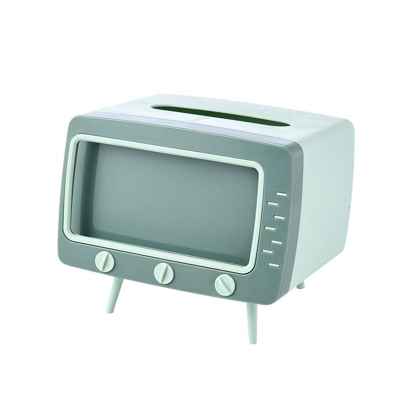 Caja de pañuelos para TV, soporte multifuncional para escritorio, soporte para ver el teléfono móvil, caja de almacenamiento de plástico para sala de estar