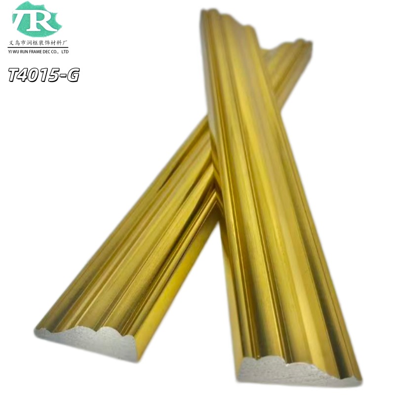 跨境工厂4cmPs发泡亮金线条收边条 踢脚线背景墙天花板边框装饰条