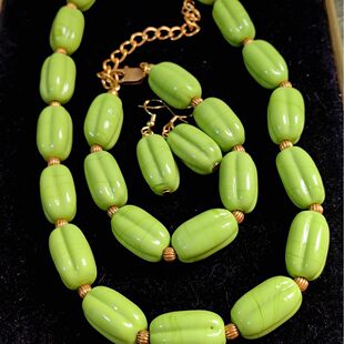 Qingdao medieval vintage handmade simple and exquisite summer avocado glazed pumpkin set Xiangjia necklace