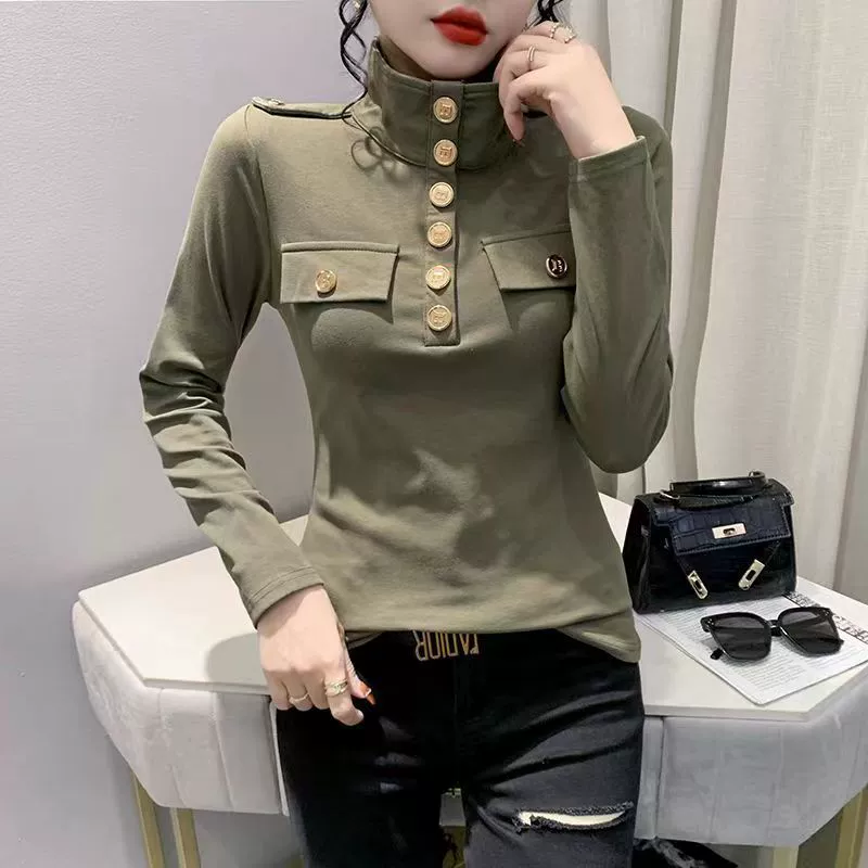 2024 осень новая мода Polo воротник футболка с длинными рукавами