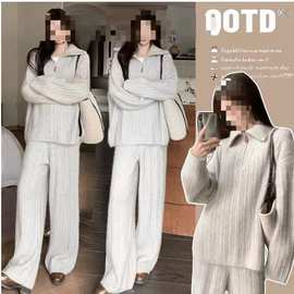 2025秋冬新品韩版时尚上衣+调节托腹裤减龄气质显瘦套孕妇套装