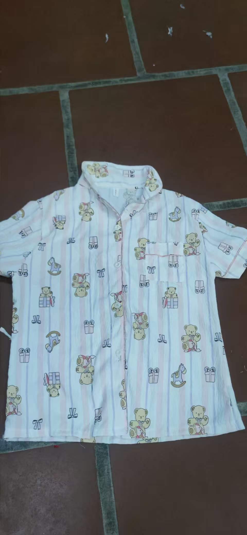 Al por mayor transfronterizo explosión de verano nubes cardigan solapa pijamas de niña dulce mangas cortas pantalones cortos set de ropa para el hogar