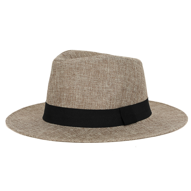 Sombrero de verano de lino de los hombres sombrero de sol panama plano británico jazz sombrero de alta gama protección del sol caballero sombrero al por mayor
