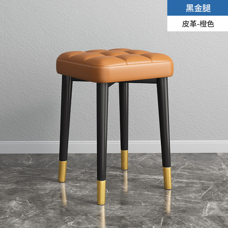 Taburete hogar pequeño taburete bajo pequeña silla taburete redondo Internet celebridad completo lujo ligero respaldo italiano mesa de café taburete apilable