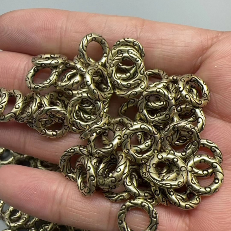 Xizang Brass Paper Circle Small Running Ring DIY Buddhist Beads Jewelry Accessories Mobile Phone Chain Bracelet Pendant Bag Hanging Necklace
