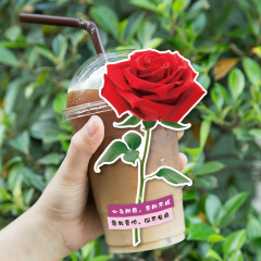 跨境批發異形紅色玫瑰花賀卡情人節卡片留言卡感恩通用小卡片插卡