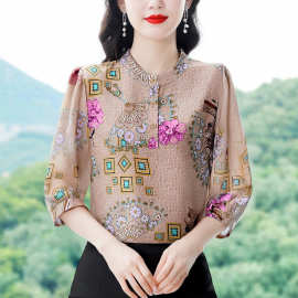 纨扇之绢2026新款优雅小衫洋气衣服套头衬衫七分袖女上衣打底