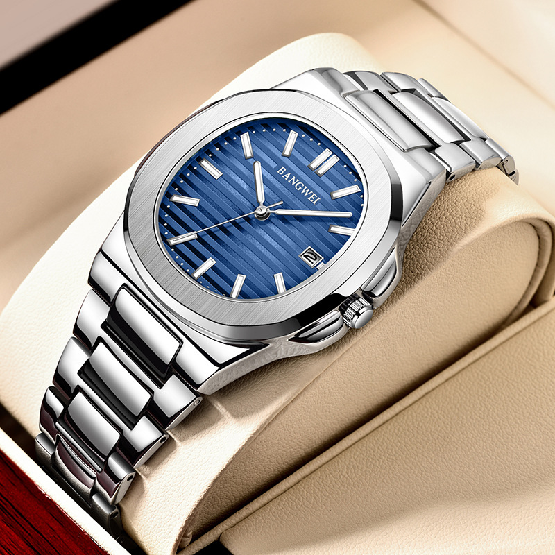 New watch men's fashion high-grade quartz watch steel belt business watch popular wholesale one-piece delivery