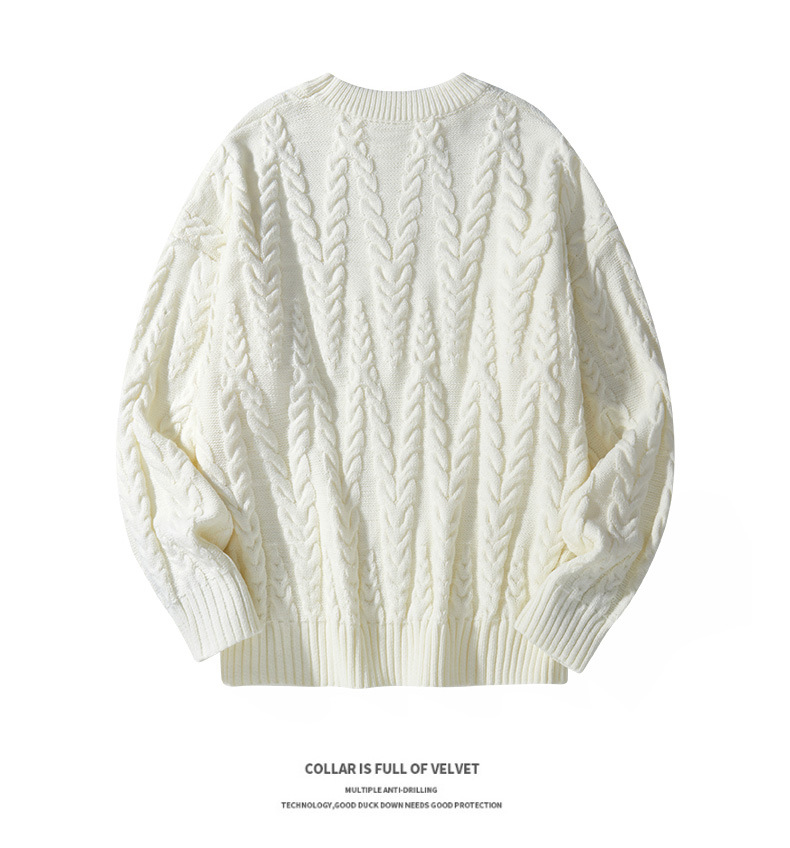 ​​Men's Solid Color Jacquard Knit Sweater – Minimalist Pullover For Autumn & Winter​​_viptrois.com