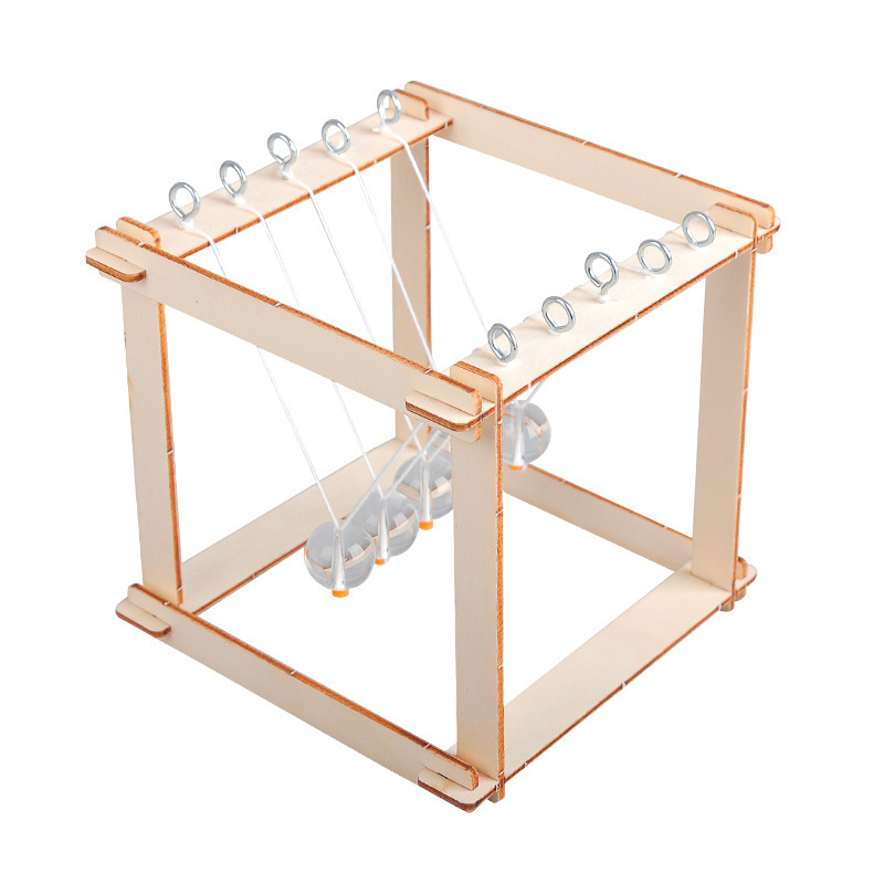 국경 조립 뉴턴 진자 나무 DIY 수제 교육 기관 과학 작은 실험 STEM 교육 완구