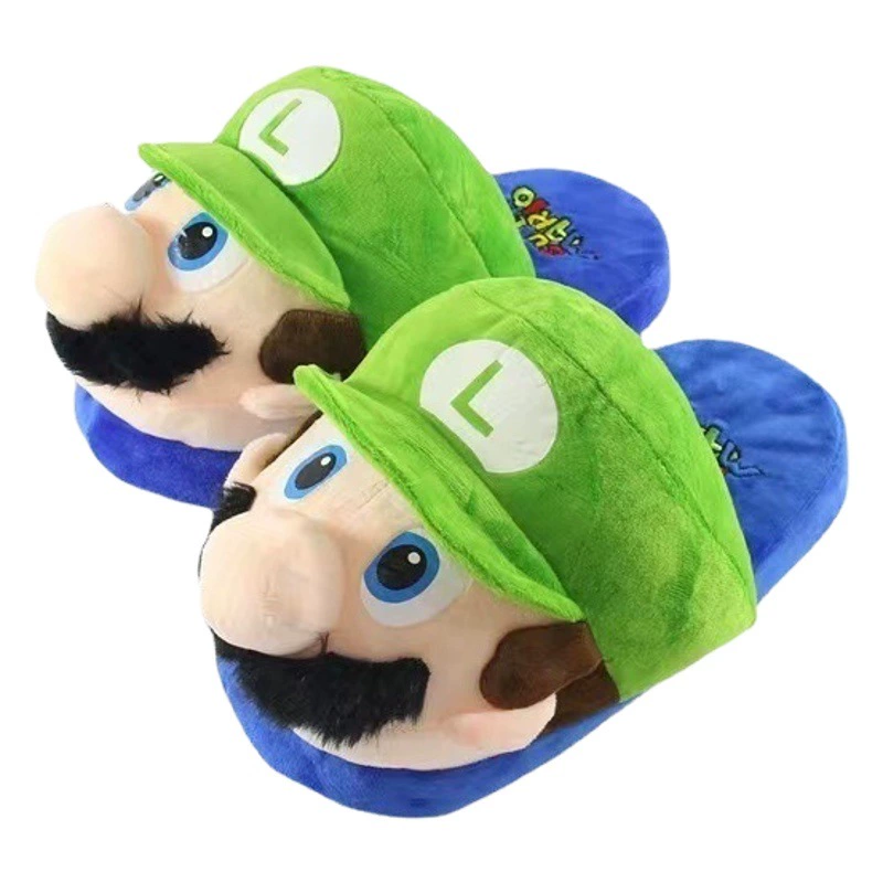 Симпатичные плюшевые хлопковые туфли Super Mary Mario Louie, женские осенне-зимние домашние Нескользящие теплые хлопковые тапочки