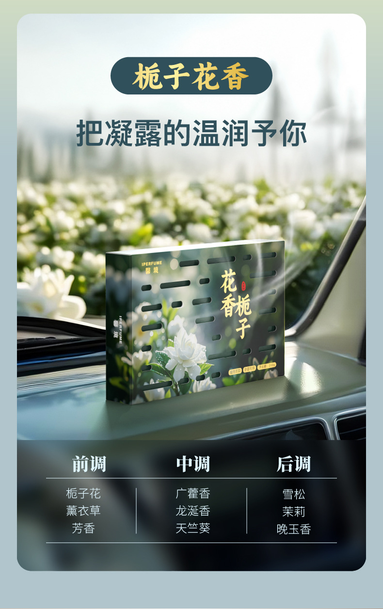 Car Aromatherapy, High-End, Long-Lasting Fragrance, Car Fragrance Balm, Car Fragrance, Gardenia Flower, Odor Removal, Solid Fragrance Brick