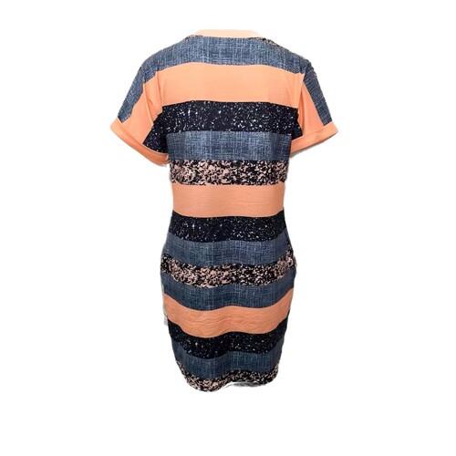 2025 spring and summer new European and American Amazon temu home nightgown round neck dress casual striped women's clothing