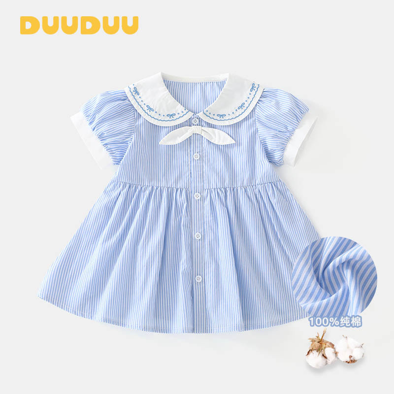 DUUDUU Blues 2025 New Summer Thin Baby Skirt Girls Baby Princess Dress Girls dress Summer