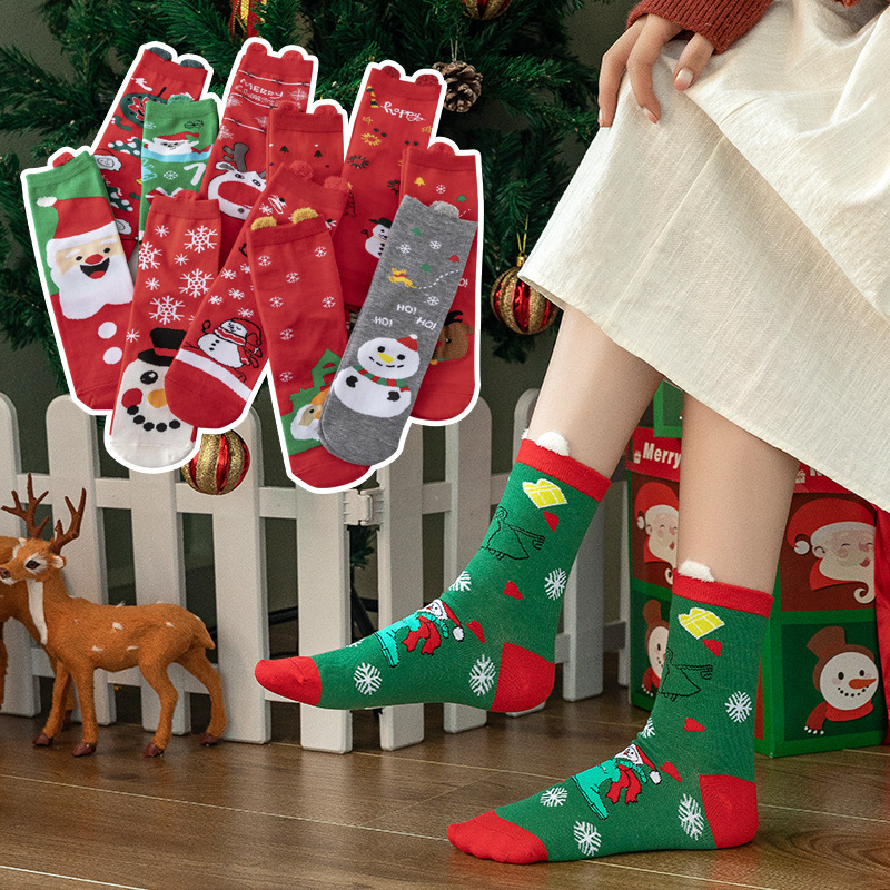 Cotton Ladies Cute Cartoon Christmas Socks Funny Halloween Mid-Calf Socks Stereo Ears New Year Socks Red Socks Cotton Ladies Cute Cartoon Christmas Socks Funny Halloween Mid-Calf Socks Stereo Ears New Year Socks Red Socks