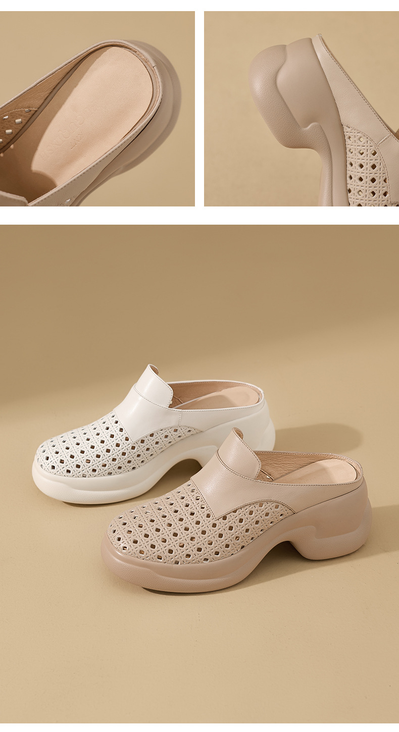 Sandal cao gót nữ mũi hở đế dày 6,5 cm — màu trắng ngà chi tiết 9
